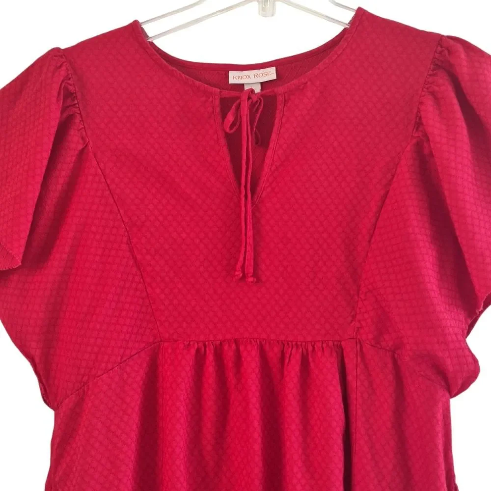 Knox Rose Dress Red Ruffle Dress with Pockets Cottagecore Relaxed Fit size Large